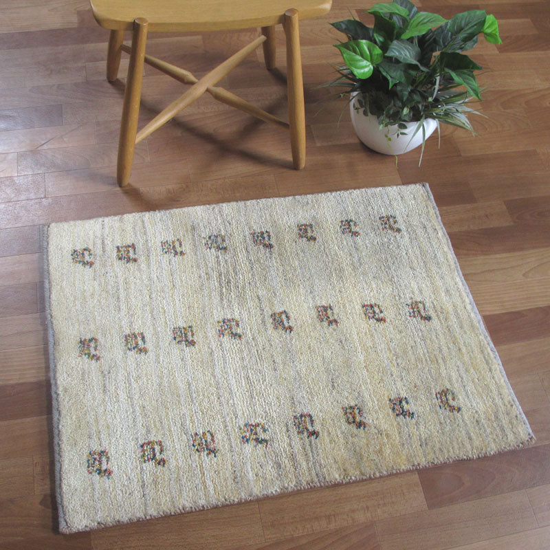 ゾランヴァリ,ギャッベ,86×63cm｜手織りウールミニラグ・アイボリー