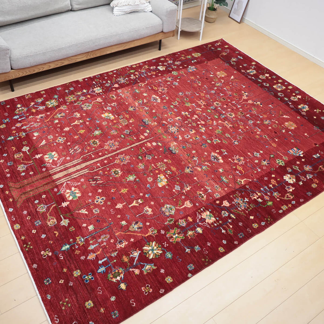 ゾランヴァリ・ギャッベ／ルリバフ 286×218cm（ZX-1422）華やかなアートギャッベ